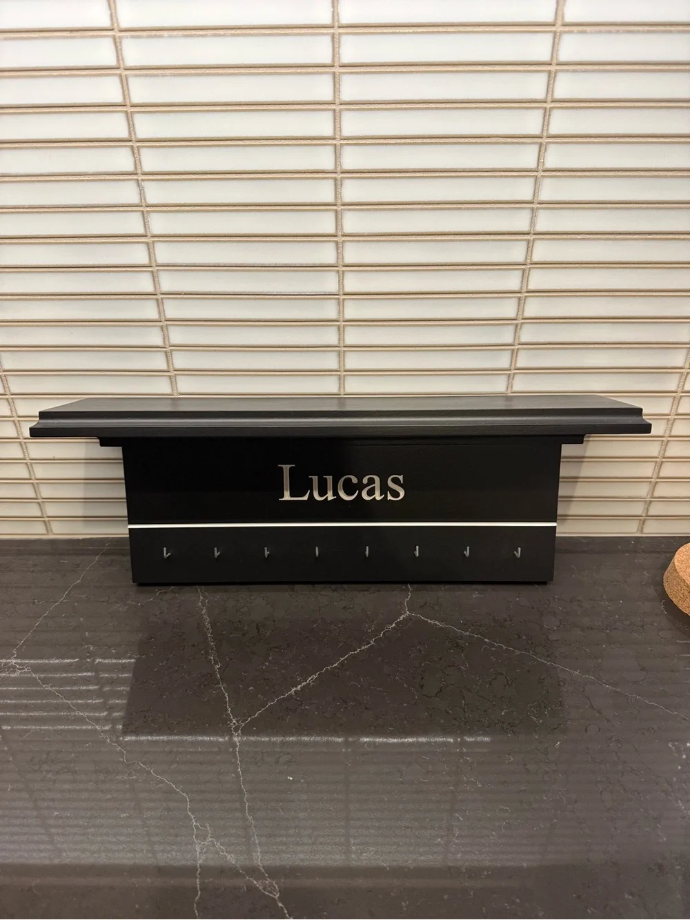 Personalized Black Trophy and Medal Display Shelf - Lucas